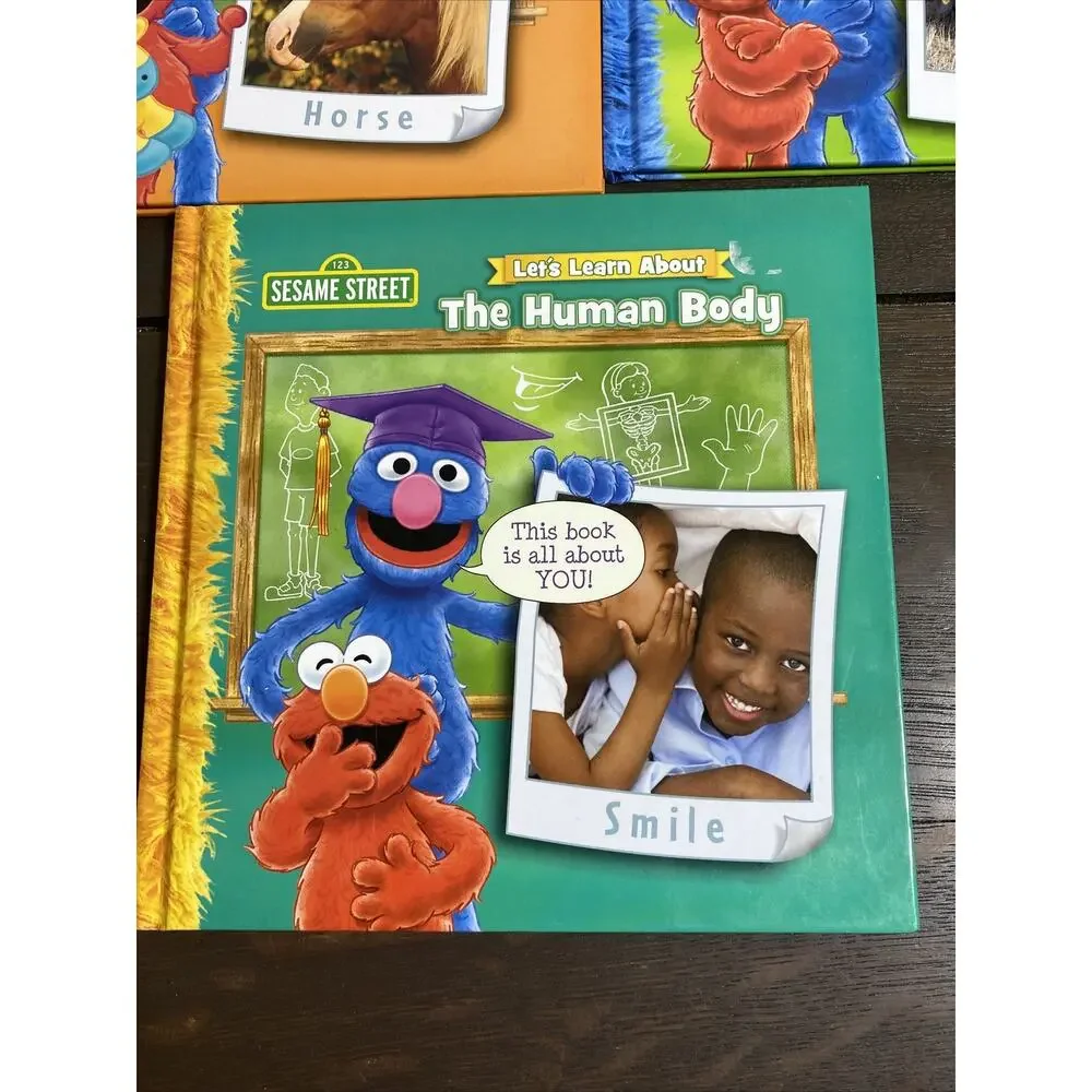 Sesame Street Book Childs Set 5-Horses Airplanes Fish Things That Go Human Body